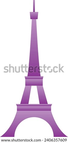 Simple 3D purple flat drawing of the French historical landmark monument of the EIFFEL TOWER, PARIS