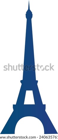 Simple blue flat drawing of the French historical landmark monument of the EIFFEL TOWER, PARIS