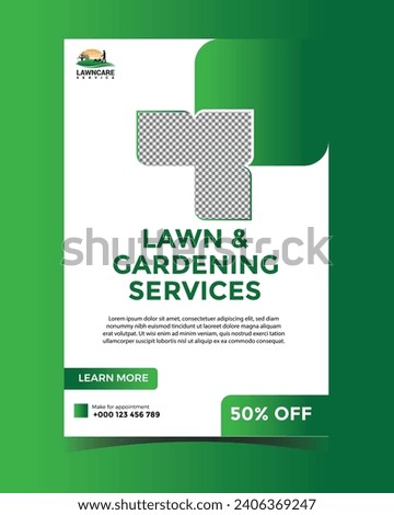 Lawn or gardening service social media post and flyer design template