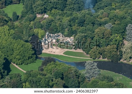 aerial view of a typical french castle