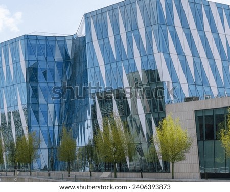Modern office building in an expensive area of Copenhagen, Denmark - September 15, 2023. Royalty-Free Stock Photo #2406393873