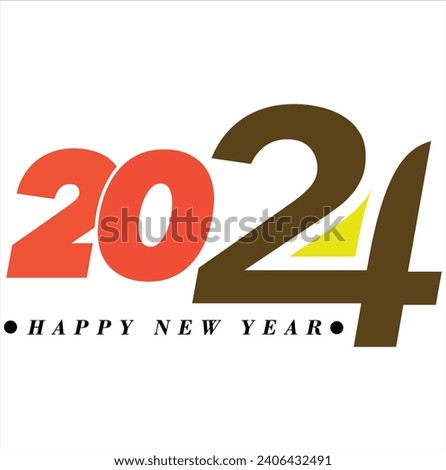 2024 colorful facet New Year numbers logo design concept. Art design template 2024. Christmas creative symbols Happy New Year greetings. Vector illust