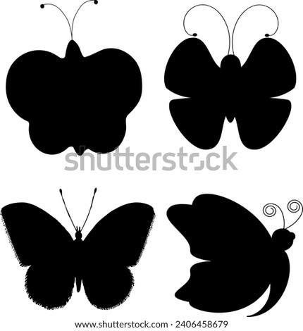 Vector silhouette of Butterfly on white background
