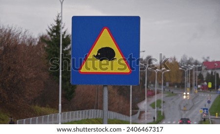 Hedgehogs Crossing Road Caution Street Sign