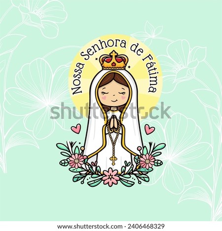 Vector hand drawn Nossa Senhora de Fatima illustration - Divine Visions: Artistic Expressions of Our Lady of Fatima - Sacred Beauty: Exploring Art Depicting Our Lady of Fatima Royalty-Free Stock Photo #2406468329