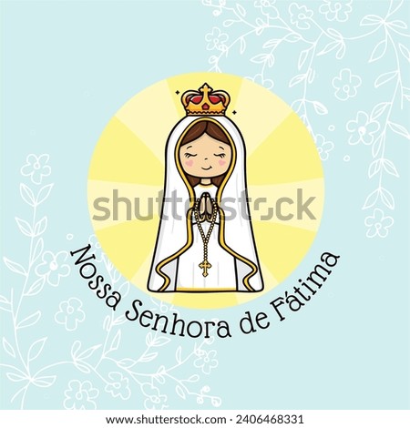 Vector hand drawn Nossa Senhora de Fatima illustration - Divine Visions: Artistic Expressions of Our Lady of Fatima - Sacred Beauty: Exploring Art Depicting Our Lady of Fatima Royalty-Free Stock Photo #2406468331