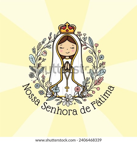Vector hand drawn Nossa Senhora de Fatima illustration - Divine Visions: Artistic Expressions of Our Lady of Fatima - Sacred Beauty: Exploring Art Depicting Our Lady of Fatima Royalty-Free Stock Photo #2406468339