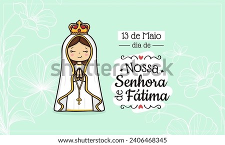 Vector hand drawn Nossa Senhora de Fatima illustration - Divine Visions: Artistic Expressions of Our Lady of Fatima - Sacred Beauty: Exploring Art Depicting Our Lady of Fatima Royalty-Free Stock Photo #2406468345
