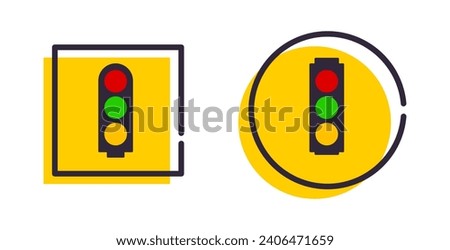 Traffic light icon outline style. Stoplight street symbol. Vector illustration