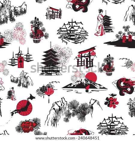 seamless pattern with thumbnail symbolizing the Japanese New Year