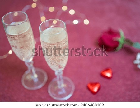 valentines day glasses of champagne close up