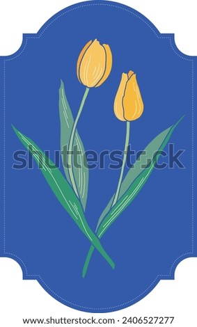 Spring botanical hand-style illustration. Tulip bouquet painting. Hand-drawn vector illustration.	