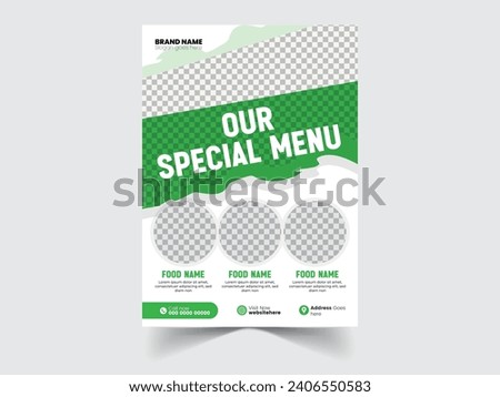 Super delicious fast food poster template. Healthy and tasty food banner, flyer or poster design for online business marketing and promotion. Restaurant offer menu design with brand logo.