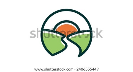 logo design combination of agricultural shapes with the sun, minimalist icon, vector, symbol.