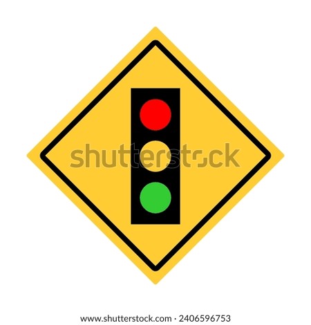 Yellow Black Box Rectangle Traffic Signal Ahead Road Sign Traffic Warning Regulatory Sign Signage Vector EPS PNG Transparent No Background Clip Art 