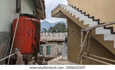 photo of a staircase construction building at home