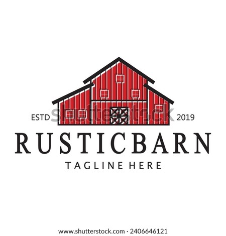 Vintage organic farmhouse or barn,warehouse, rustic barn and animal farmhouse logo design. Royalty-Free Stock Photo #2406646121
