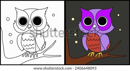 Coloring page outline of cartoon owl