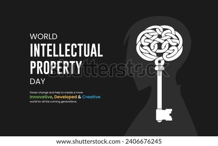 World Intellectual Property Day, World IP Day, banner, poster, social media post, vector illustration, awareness, 30 March, observance, international, typography, web banner, brochure, flyer Royalty-Free Stock Photo #2406676245