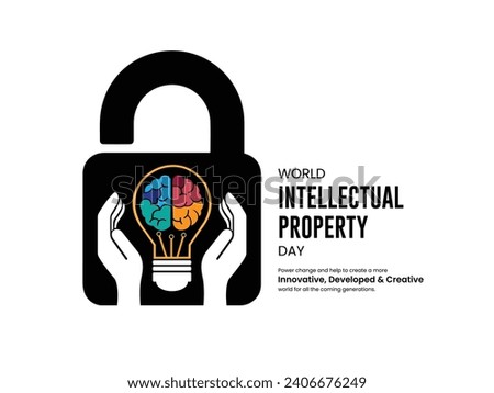 World Intellectual Property Day, World IP Day, banner, poster, social media post, vector illustration, awareness, 30 March, observance, international, typography, web banner, brochure, flyer Royalty-Free Stock Photo #2406676249