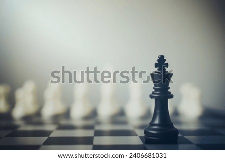 Business leader and confrontation solve problems concept, Chess board game with copy space for your text Royalty-Free Stock Photo #2406681031