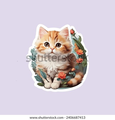 Cute Cat 3D Sticker Design