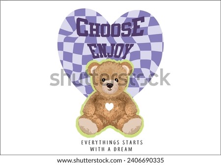 teddy bear love slogan vector design	