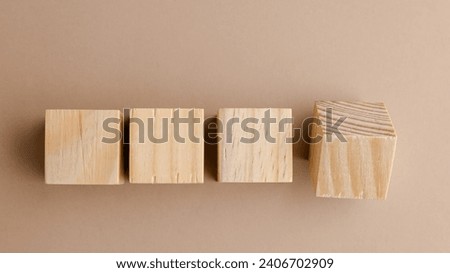 Wooden Blocks Front Perspective View. Business, Creative or Idea Template. Isolated on White Background