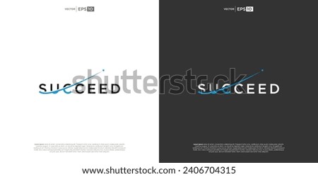 letter SUCCEED wordmark logo typography. A logo representing the synergy of success, where various elements come together harmoniously to create a pow Royalty-Free Stock Photo #2406704315