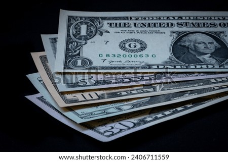 Dollars paper money frog perspective