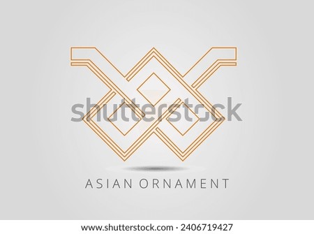 Vintage ornate linear ornaments in Kazakh traditional style. Asian floral designs. Abstract Asian elements of the national pattern of the nomads