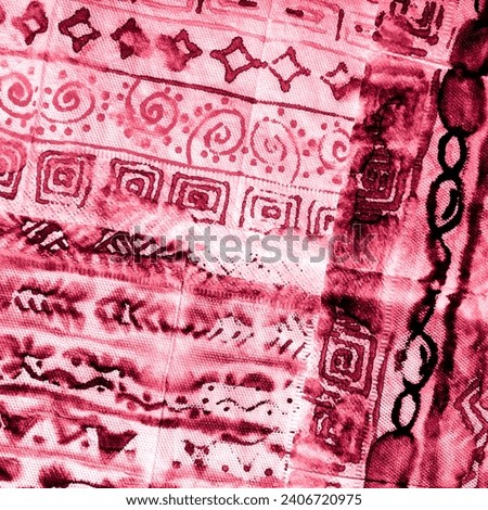 Rose Tie and Dye Fabric. Black Ink Brush Stroke. Delicate Tie Dye Shirt. Watercolor Paint Textured. Blur Ink Graffiti Folk Pattern. Pink Grunge Artistic Sketch.
