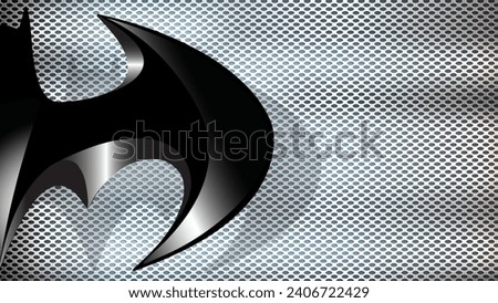Black steel bat logo wallpaper with dotted metallic effect on white background