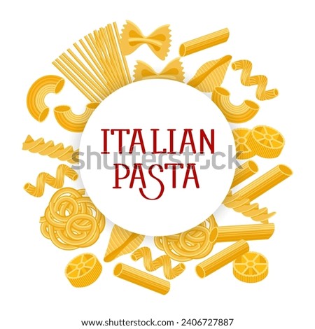 Italian pasta set. Various types of Italian pasta. Italian cuisine, banner, restaurant menu. Vector