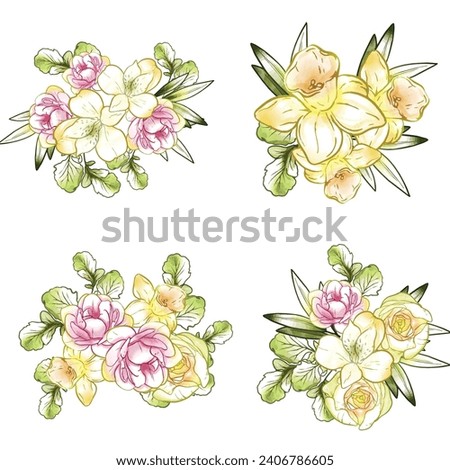 Flowers set. Collection of floral elements