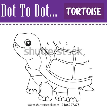 Tortoise dot to dot connect game for kids and educational game