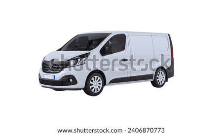 Editable Delivery Van Mockup, Realistic Cargo Transportation Vehicle Template Isolated on White Background for Branding and Advertising Design Royalty-Free Stock Photo #2406870773