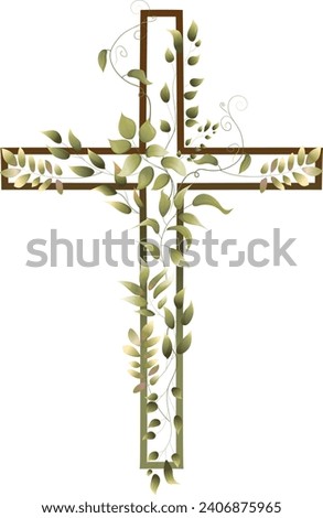 Graphic Easter Cross Clipart, Spring Floral Arrangements, Baptism Crosses DIY Invitation, Vector Eucalyptus Greenery and wedding clipart, foliage, Holy Spirit, Religious