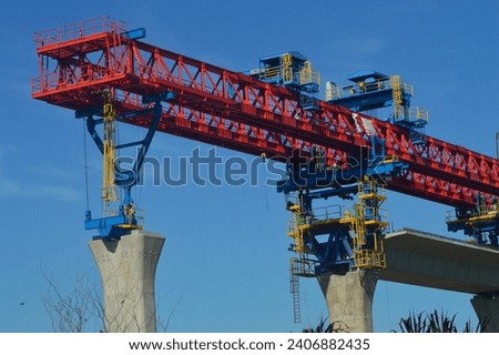 Bridge Girder Launcher Under Construction Royalty-Free Stock Photo #2406882435