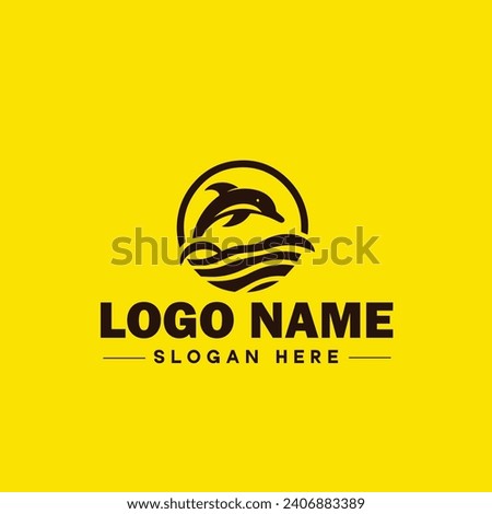 Dolphin logo and icon symbol clean flat modern minimalist logo design editable vector
