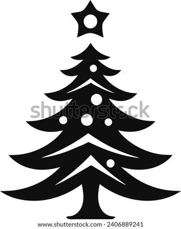 Christmas tree silhouette, black and white, theme 1 - eps10 vector illustration.