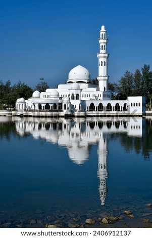 Beautiful Mosque on the water, known as floating Mosque in kuala Terengganu MALAYSIA,