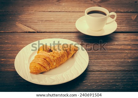 Croissant and coffee - vintage effect style pictures