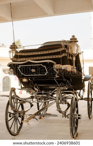 Horse vehicles. Ancient trip wagon victorian carriage, wagoneer chariot or working rustic horses cart, wedding royal stagecoach old historic vehicle