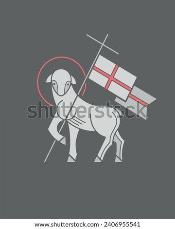 Hand drawn vector digital illustration or drawing of a christian symbol of Jesus Christ as the lamb of God Royalty-Free Stock Photo #2406955541