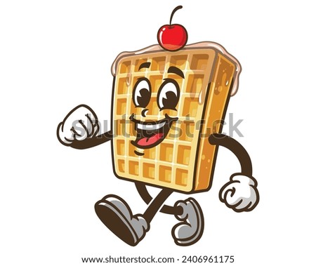 walking Waffle smile cartoon mascot illustration character vector clip art