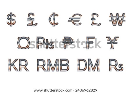 International Currency symbols clip art. vector art, sign and symbol.