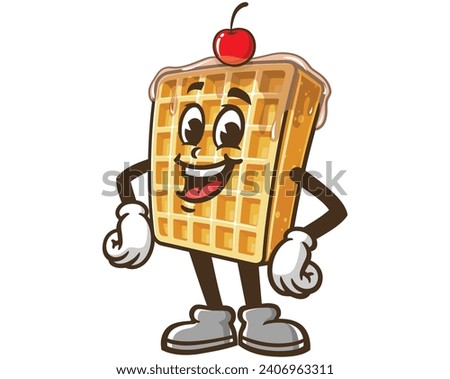 Waffle laugh cartoon mascot illustration character vector clip art