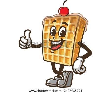 Waffle with thumbs up and relax pose cartoon mascot illustration character vector clip art