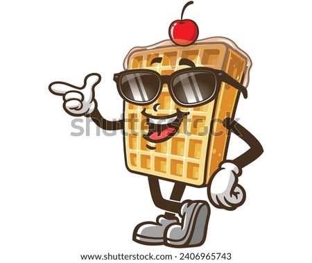 Waffle with sunglasses cartoon mascot illustration character vector clip art